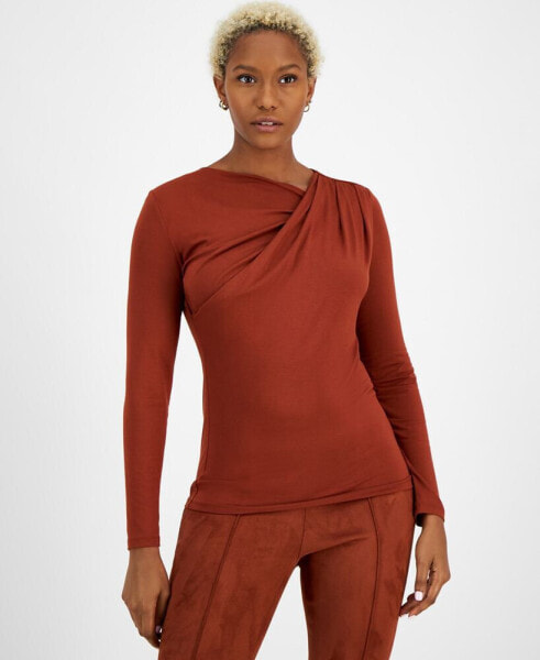 Women's Asymmetric-Neck Long-Sleeve Top, Created for Macy's