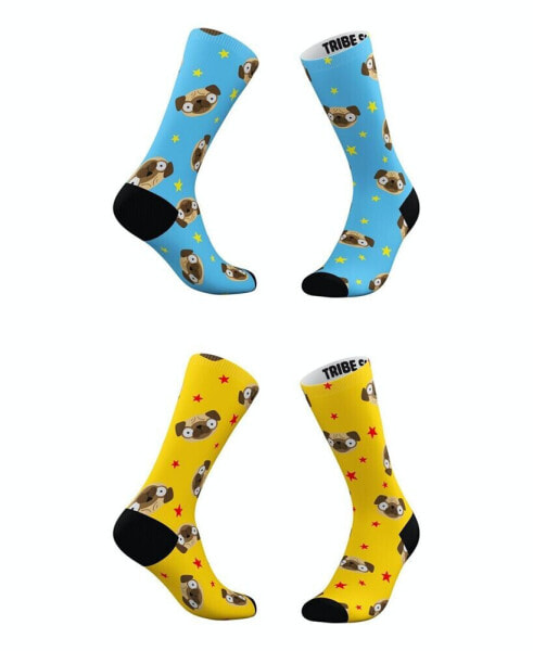 Женские носки Tribe Socks mens and Womens Pugmoji Socks, Set of 2