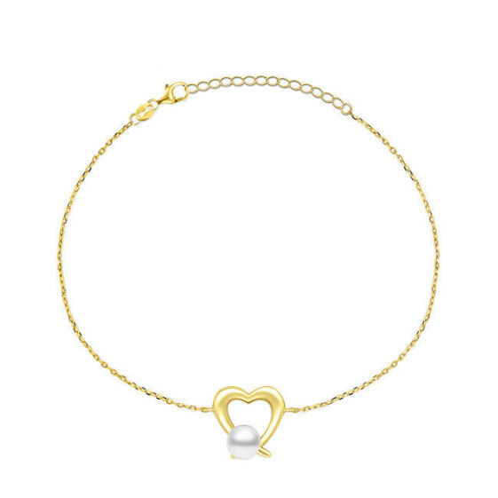 Elegant gold-plated bracelet with genuine pearl BRC28Y