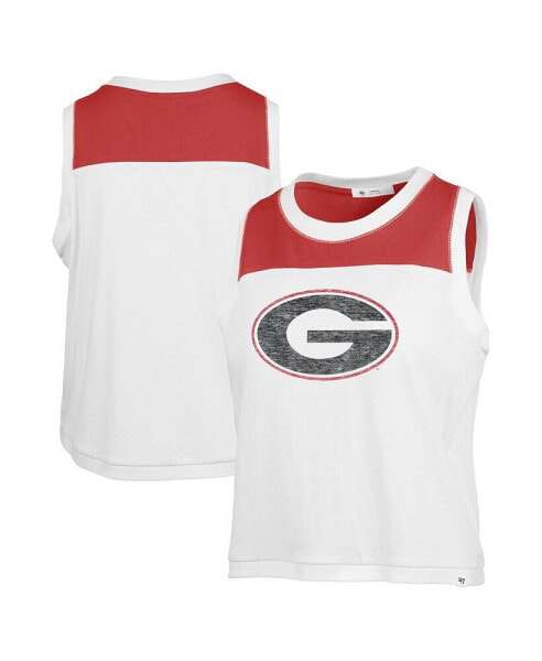 Women's White Distressed Georgia Bulldogs Premier Zoey Waist Length Tank Top