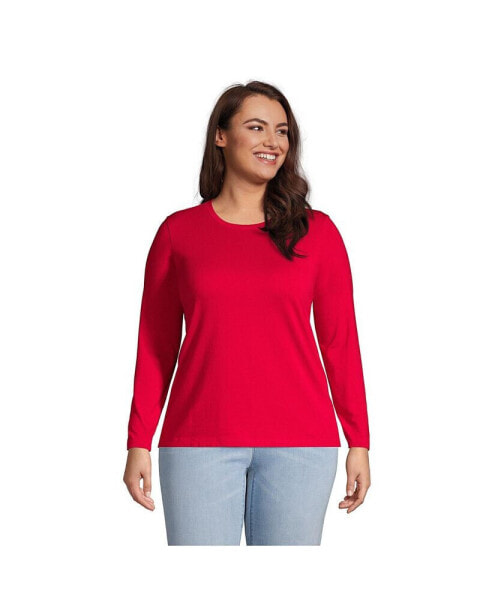 Plus Size Relaxed Supima Cotton Long Sleeve Crew Neck T-Shirt