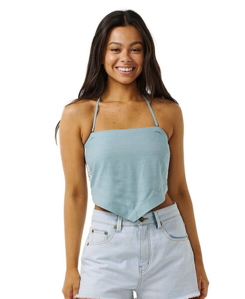 Juniors' Hibiscus Heat Halter-Neck Sleeveless Top