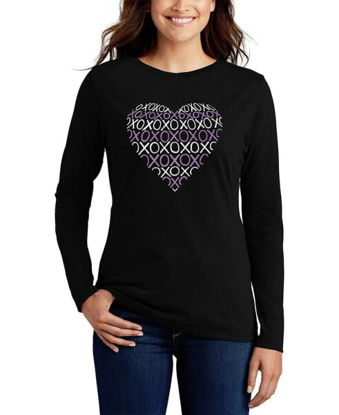 Women's Long Sleeve Word Art XOXO Heart T-shirt