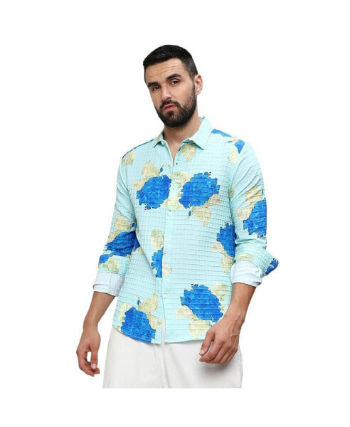 Men's Light Blue Hydrangea Foliage Shirt