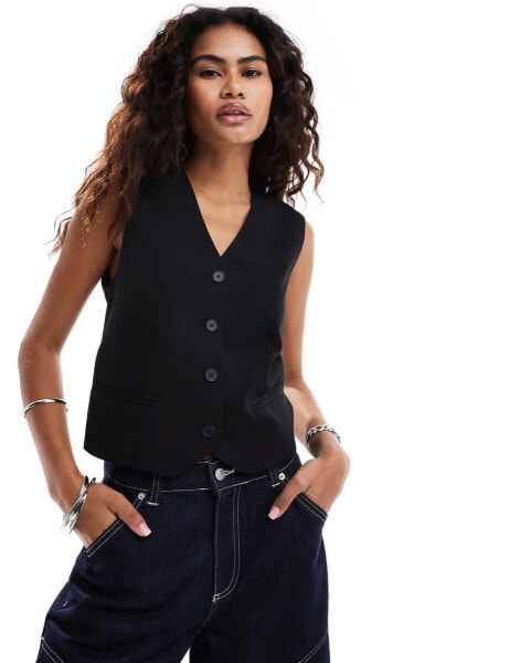 Weekday Mica waistcoat vest in black