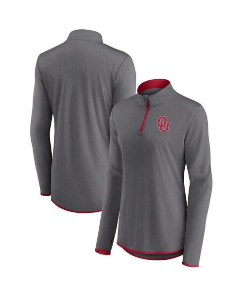 Women's Gray Oklahoma Sooners Corner Quarter-Zip Top