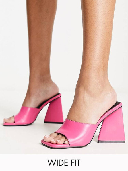 RAID Wide Fit Angel mules with angular heel in hot pink