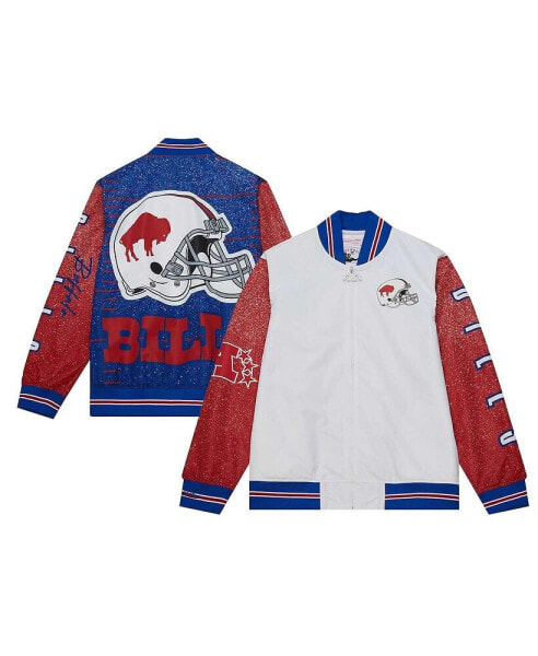 Men's White Distressed Buffalo Bills Team Burst Warm-Up Full-Zip Jacket