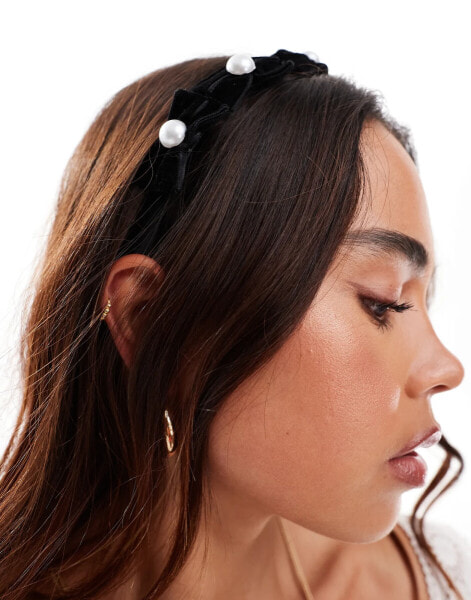 True Decadence all over bow headband in black