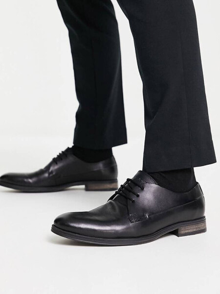 Jack & Jones leather derby shoe in black 