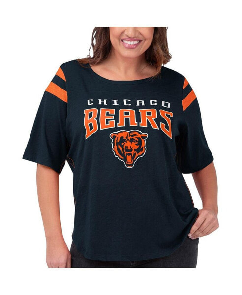 Women's Navy Chicago Bears Plus Size Linebacker T-shirt