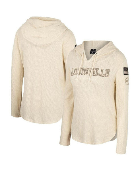 Women's Cream Louisville Cardinals OHT Military-Inspired Appreciation Casey Raglan Long Sleeve Hoodie T-shirt