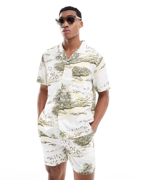 Levi's Sunset Camp short sleeve scenic print shirt in egret cream CO-ORD