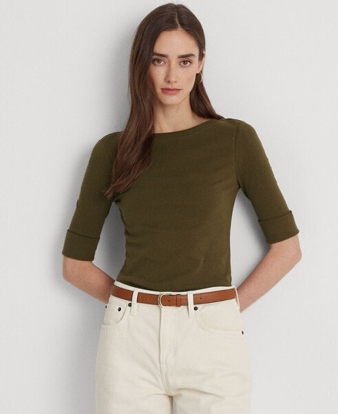 Women's Stretch Cotton Boatneck Top