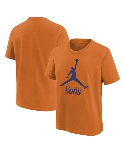 Big Boys and Girls Orange Phoenix Suns Essential Jump man Logo T-Shirt