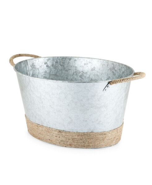 Seaside Jute Rope Wrapped Galvanized Tub