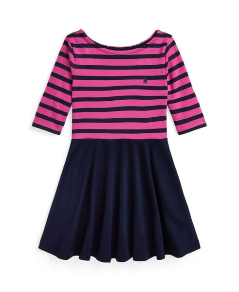 Toddler and Little Girls Striped Ponte Dress