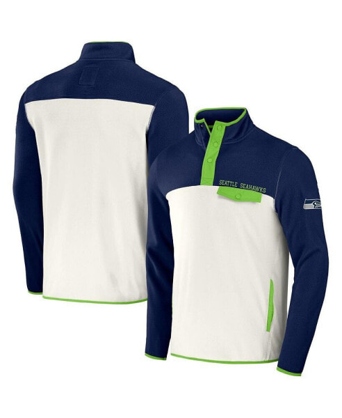 Men's NFL x Darius Rucker Collection by Navy, Cream Seattle Seahawks Micro Fleece Quarter-Snap Jacket