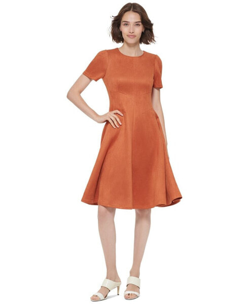 Women's Faux-Suede Short-Sleeve Dress