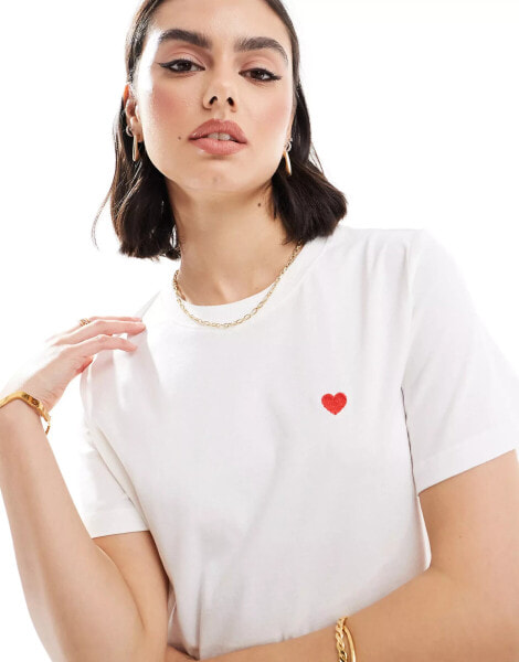 JDY boxy fit t-shirt in cream & navy stripe