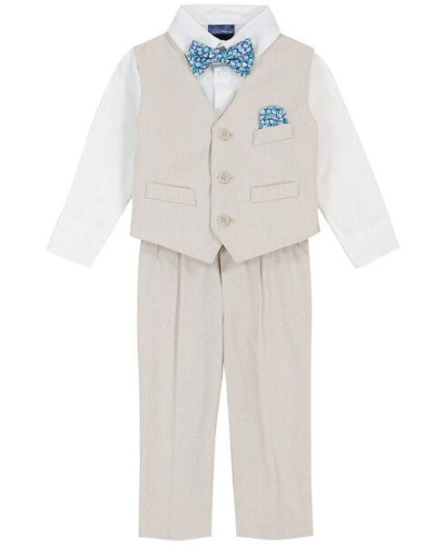 Baby Boys Natural Linen Look Vest Set