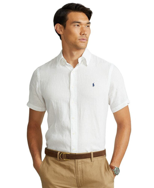 Men's Short-Sleeve Linen Button-Up