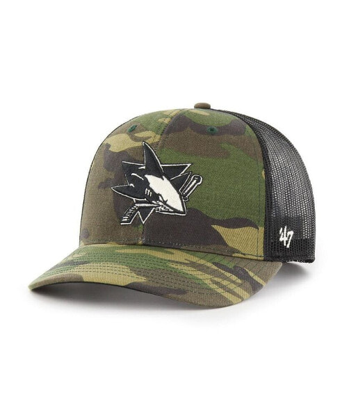 Men's Camo, Black San Jose Sharks Trucker Snapback Hat