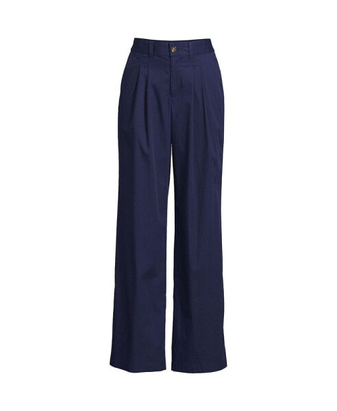 Women's High Rise Crisp Poplin Chino Wide Leg Pants