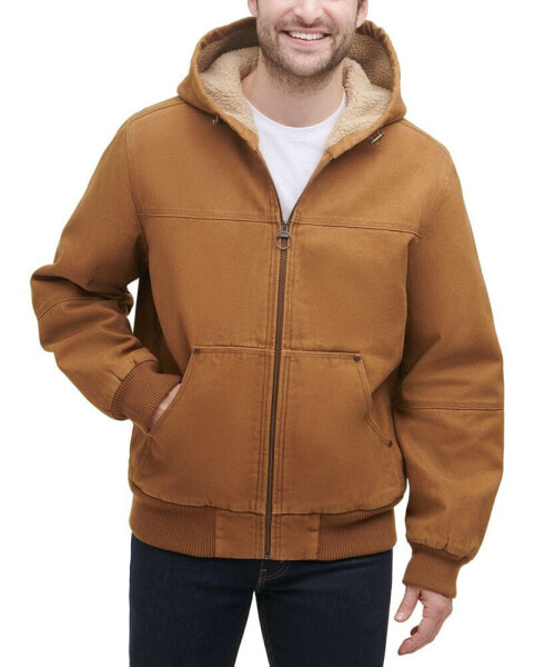 Men's Hooded Zip-Front Fleece-Lined Bomber Jacket