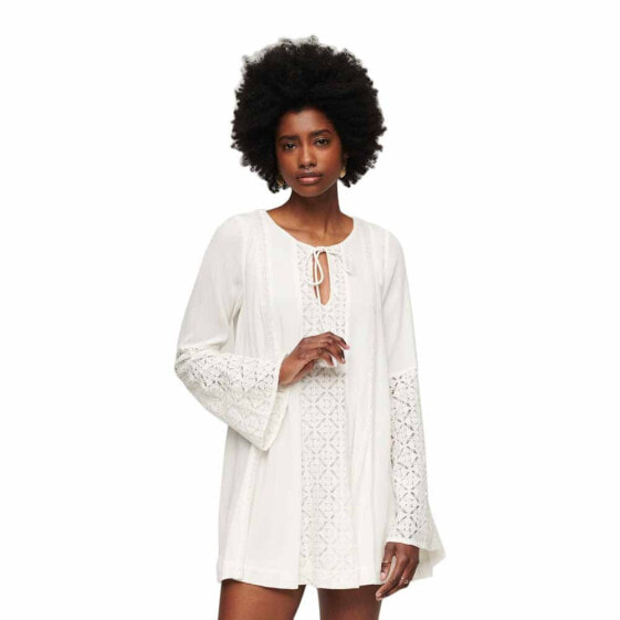 SUPERDRY Lace Long Sleeve Short Dress