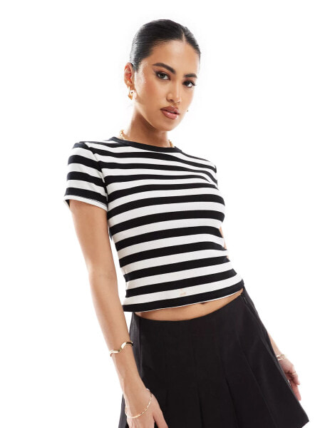 River Island baby tee in black and white stripe