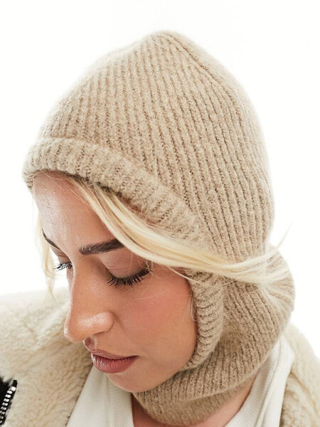 & Other Stories super soft knitted hood in beige