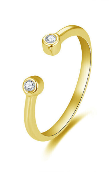 Gold-plated open ring with zircons AGG471-G