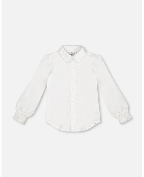 Toddler Girls Long Sleeve Button Front Shirt Off White - Toddler|Child