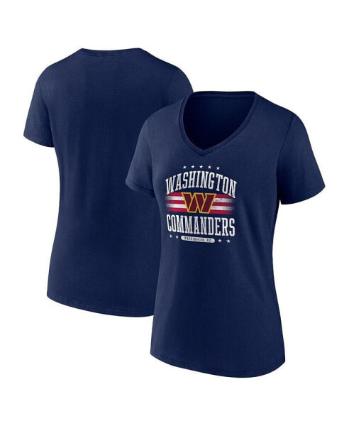 Women's Navy Washington Commanders Americana V-Neck T-Shirt