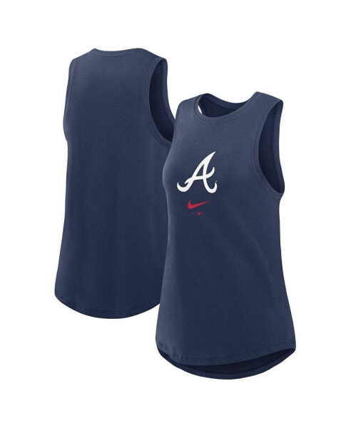 Women's Navy Atlanta Braves Legacy Icon High Neck Fashion Tank Top