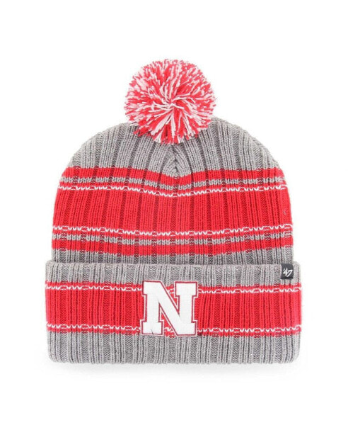 Men's Gray Nebraska Cornhuskers Rexford Cuffed Knit Hat with Pom