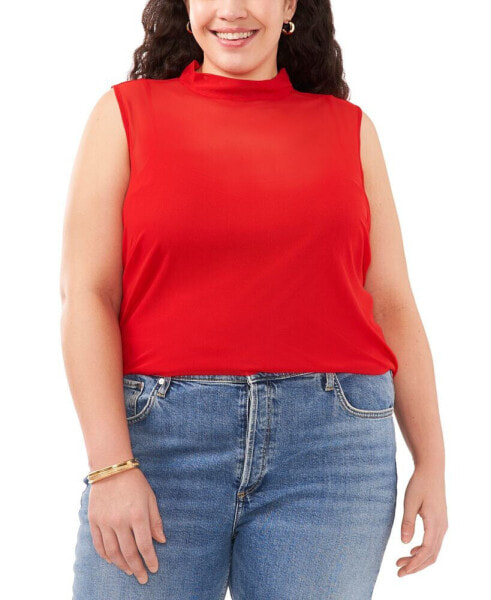 Plus Size Sleeveless Mock-Neck Top