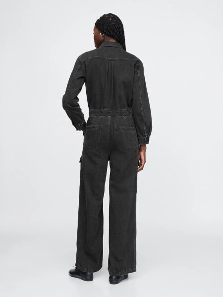 Denim Cargo Jumpsuit