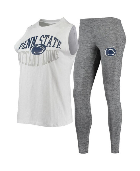 Женская пижама Concepts Sport Womens Charcoal, White Penn State Nittany Lions Tank Top and Leggings Sleep Set