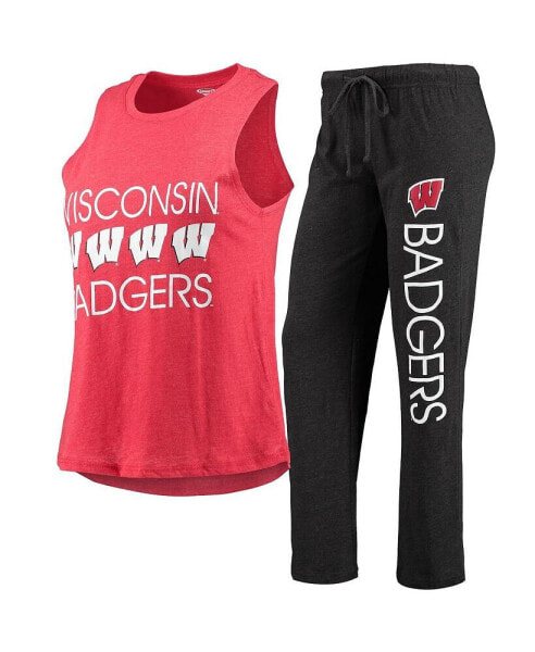 Женская пижама Concepts Sport Womens Black, Red Wisconsin Badgers Tank Top and Pants Sleep Set