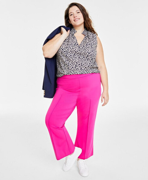 Trendy Plus Size Ponté Kick-Flare Ankle Pants, Regular and Short Length, Created for Macy's