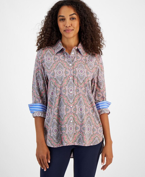 Women's Paisley Print Button-Front Shirt