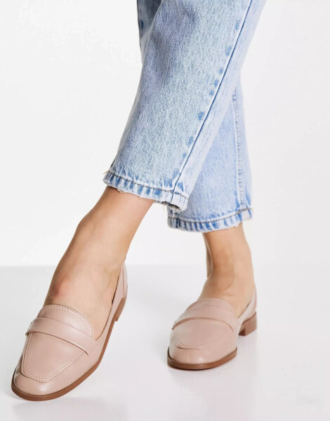 ASOS DESIGN Mussy loafer flat shoes in blush