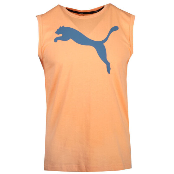 Puma Essentials Logo Crew Neck Sleeveless T-Shirt Mens Orange Casual Tops 587875