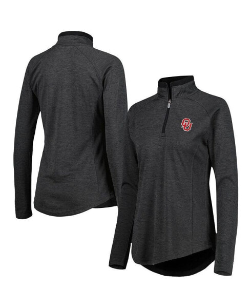 Women's Heathered Black Oklahoma Sooners Core Raglan Quarter-Zip Jacket