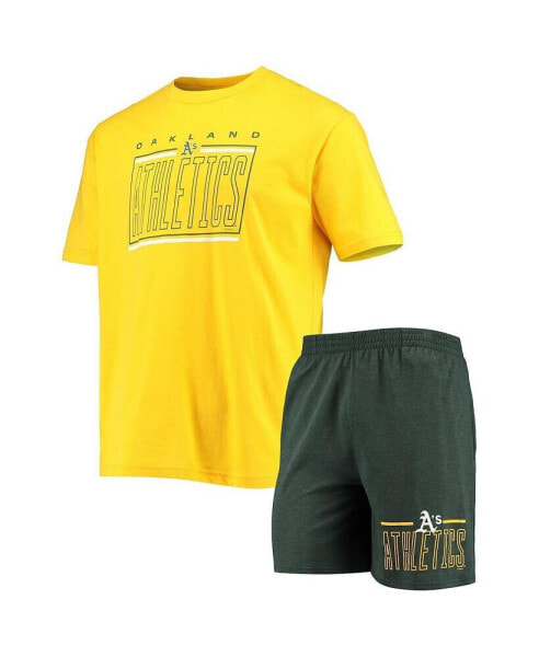 Комплект пижамы Concepts Sport Green, Gold Oakland Athletics Meter T-shirt and Shorts Sleep Set