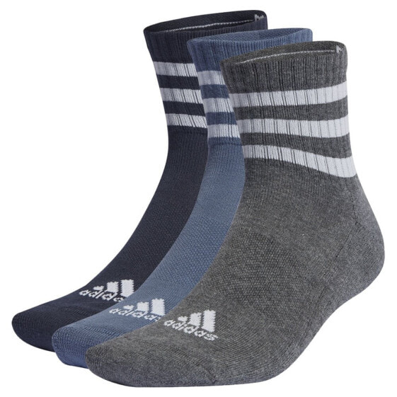 ADIDAS Cushioned Sportswear Mid 3 Stripes short socks 3 pairs