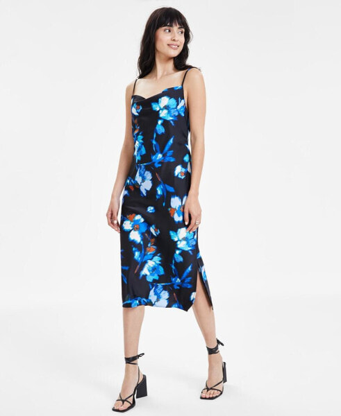 Women's Floral-Print Bias-Cut Midi Dress, Created for Macy's