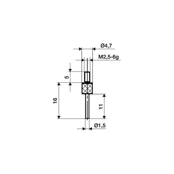 Käfer Messeinsatz Ø 1,5 mm Länge 11 mm Stift M2,5 Stahl passend zu Messuhren